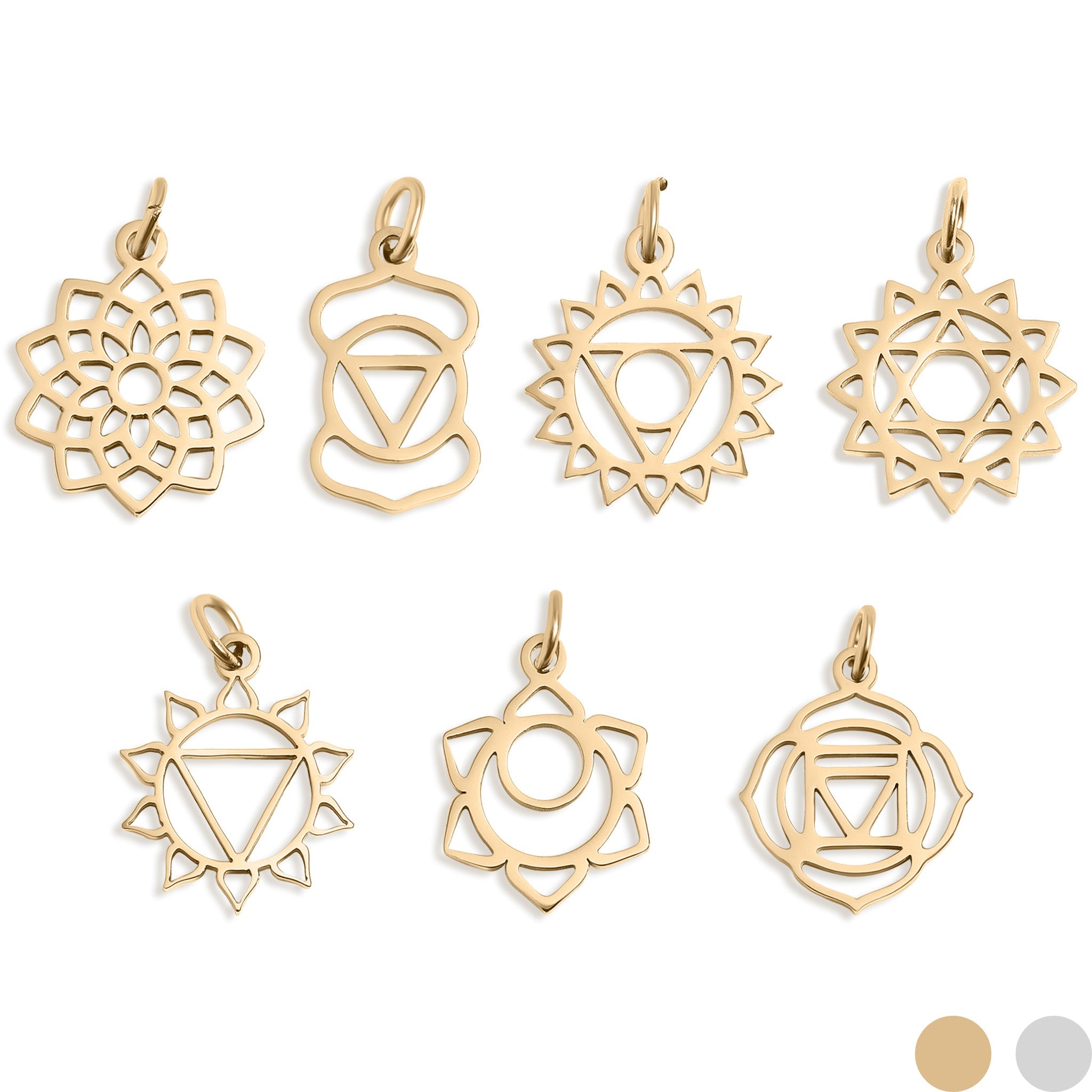18K Gold PVD Stainless Steel Chakra Charms