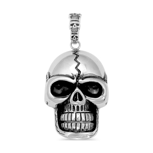 Stainless Steel Large Cracked Skull Pendant