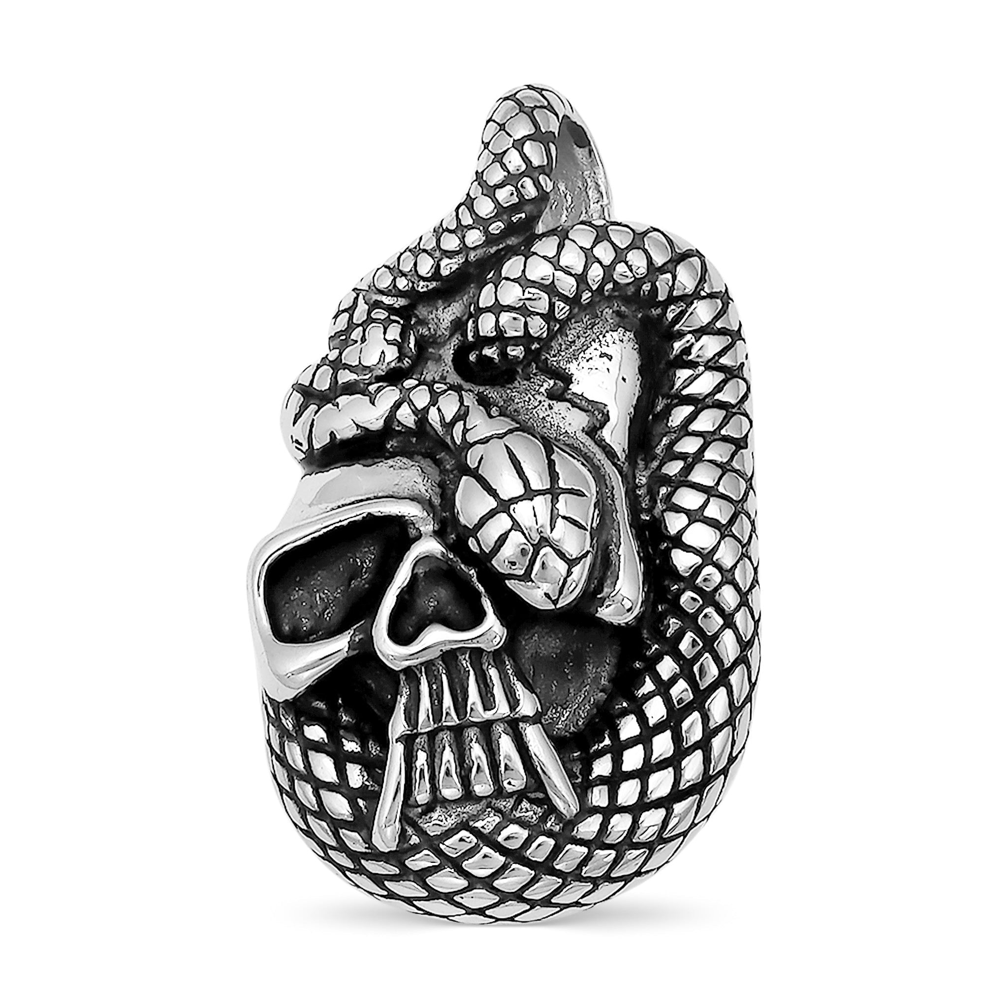 Stainless Steel Snake In Skull Pendant