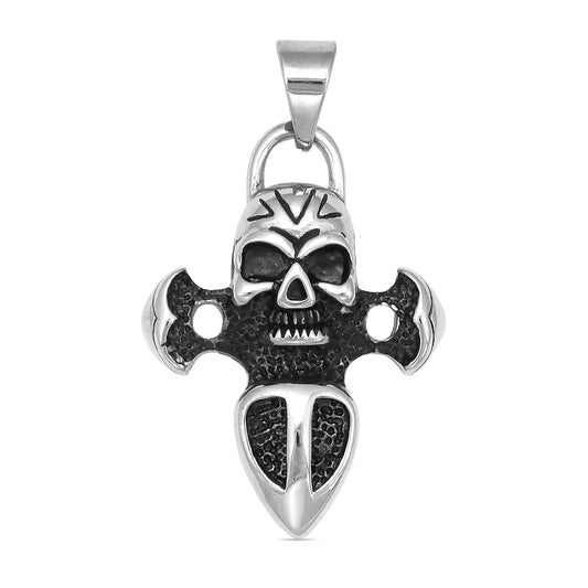 Stainless Steel Skull And Dagger Pendant