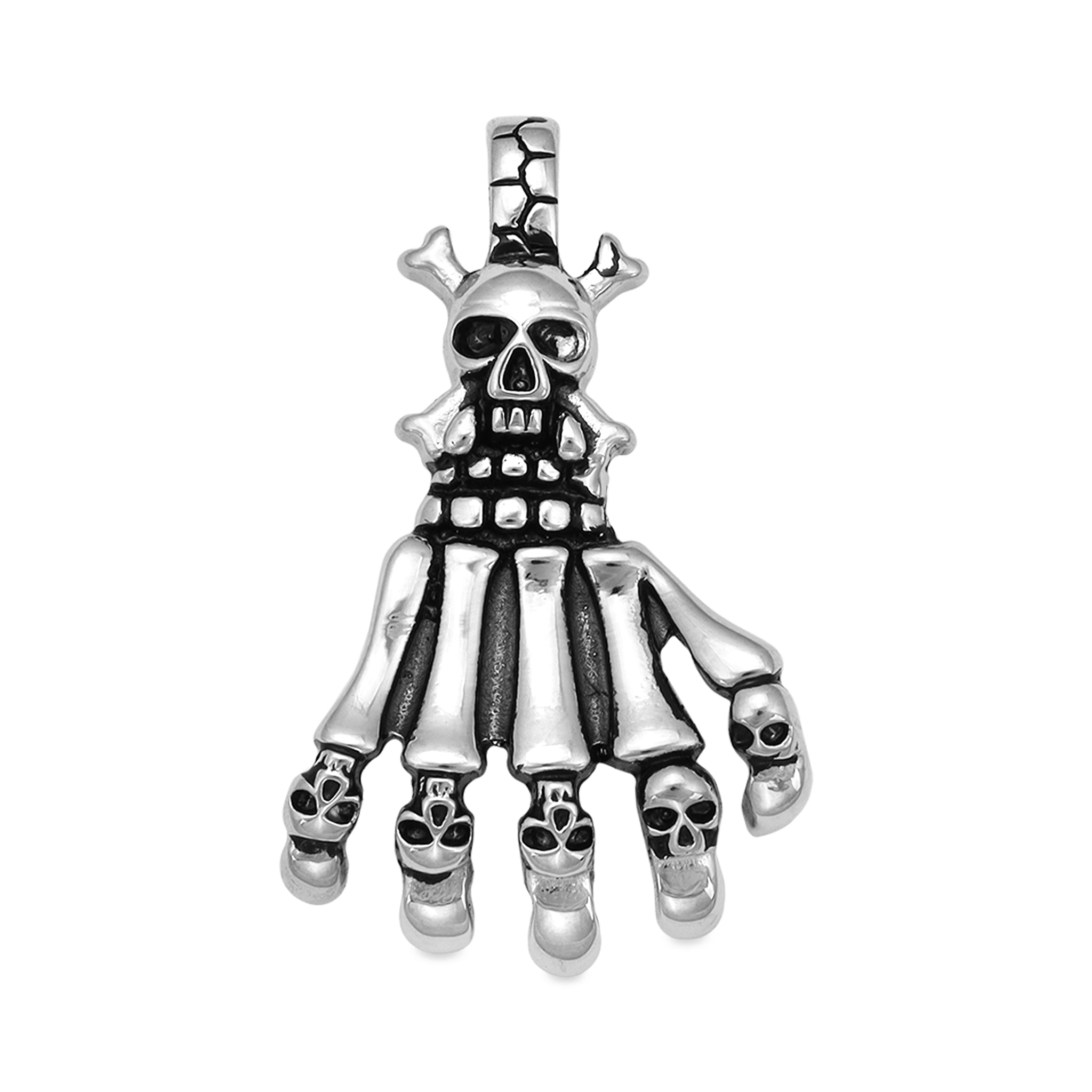 Stainless Steel Skull Skeleton Hand Pendant