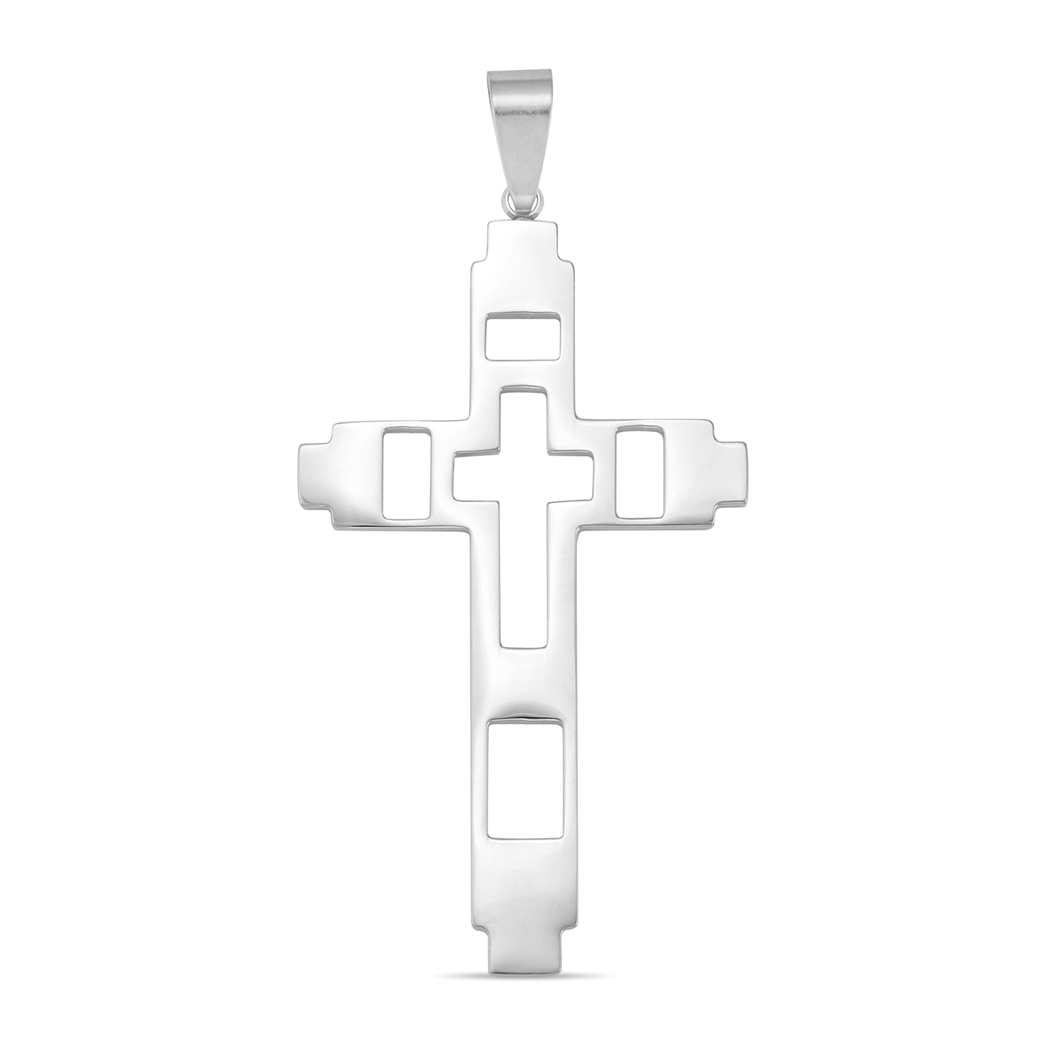 Large Cutout Cross Stainless Steel Pendant