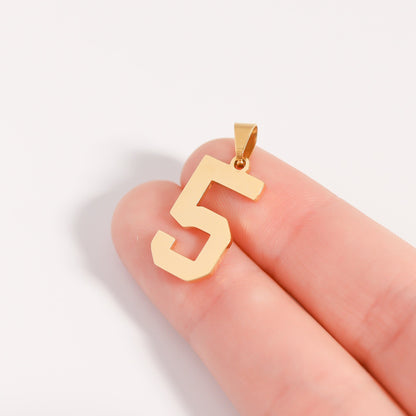 18K Gold PVD Stainless Steel Sport Number Pendant