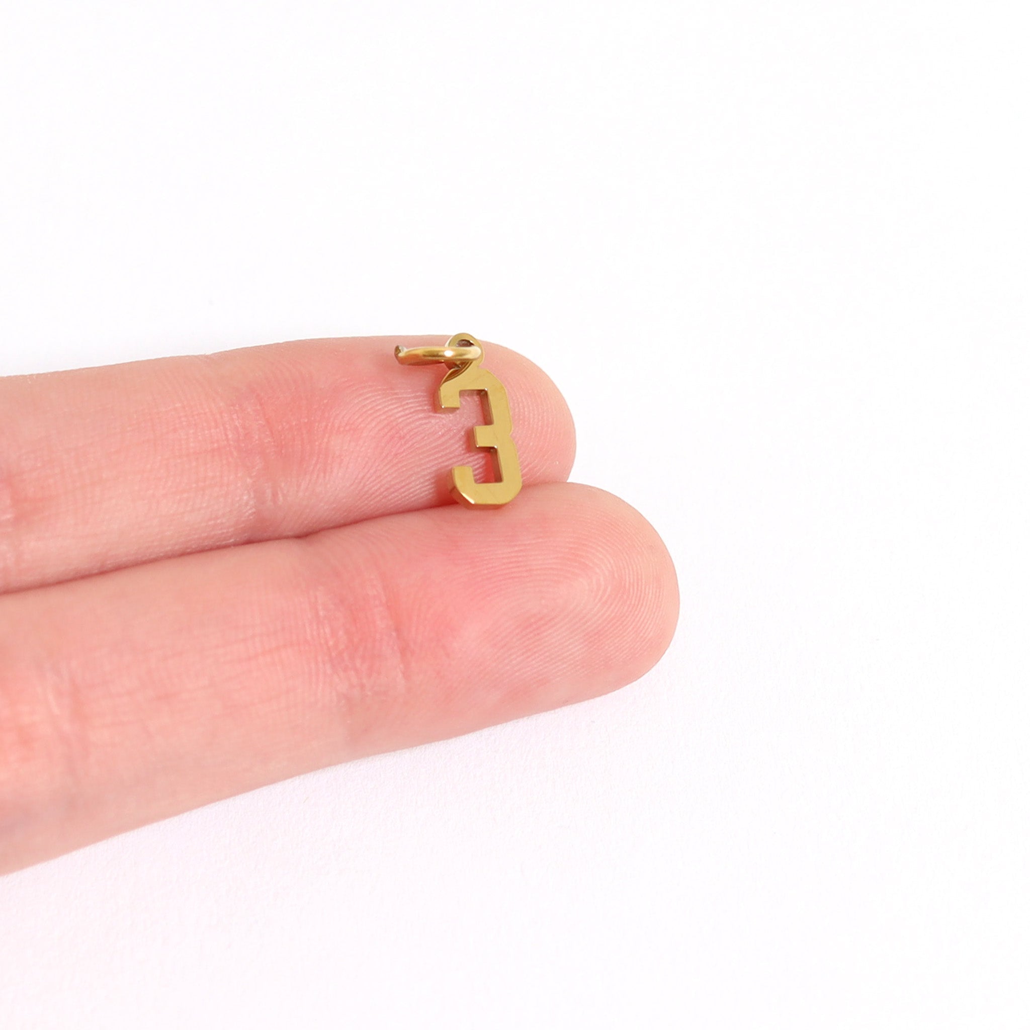 18K Gold PVD Coated Stainless Steel Small Sport Number Pendant