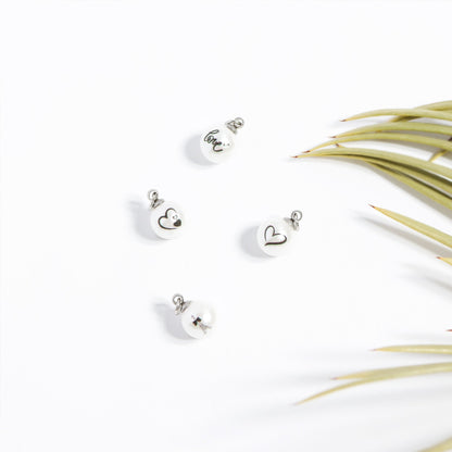 18K Gold PVD Stainless Steel 8mm Single Heart Printed Pearl Charm