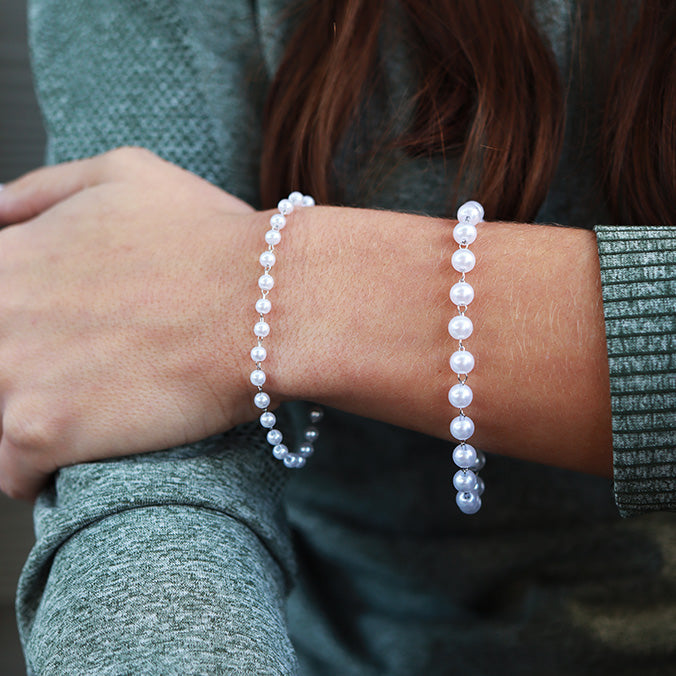 Stainless Steel Faux Pearl Bead Chain By The Foot
