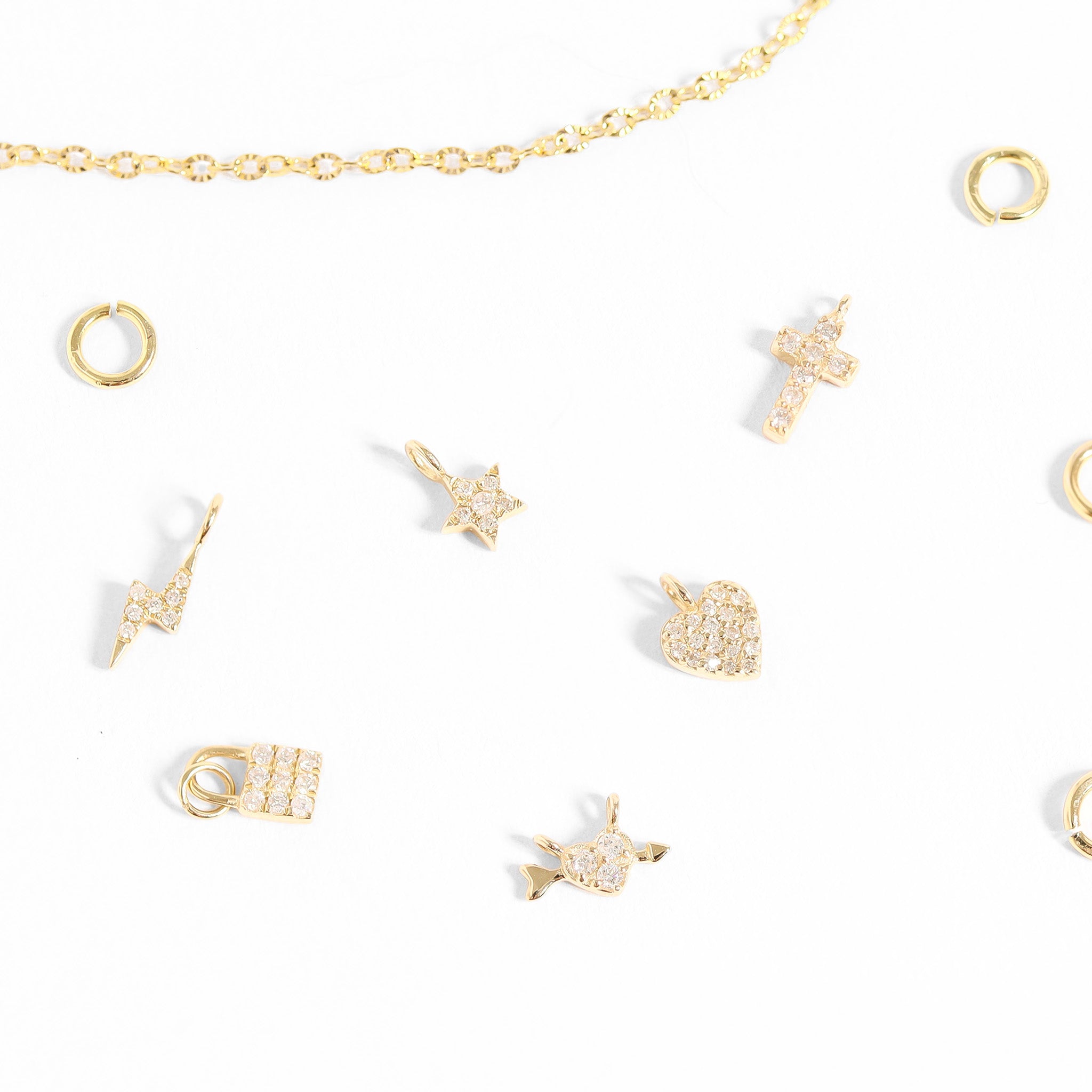 Permanent Jewelry 14K Solid Gold Diamond Lightning Bolt Charm