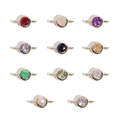 14K Solid Gold Birthstone Connector Charms for Permanent Jewelry