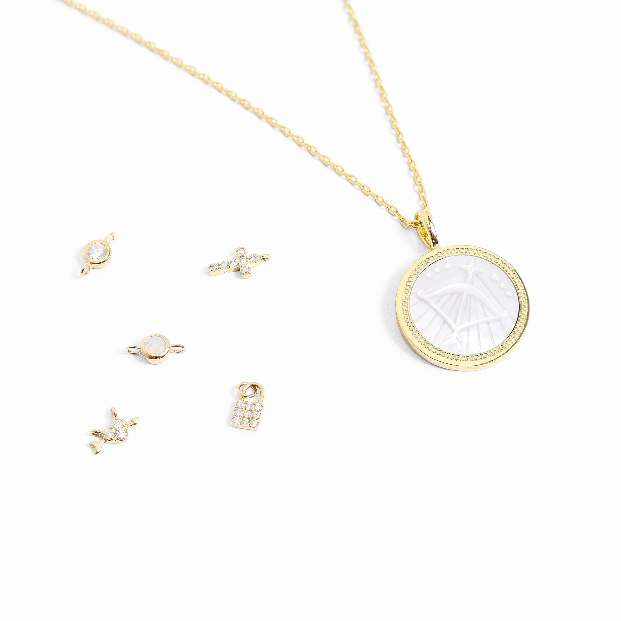 14K Solid Gold Birthstone Connector Charms for Permanent Jewelry