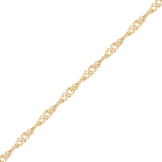 1.2 mm Singapore Chain 14K Gold Plated .925 Sterling Silver Permanent Jewelry Chain - By the Foot