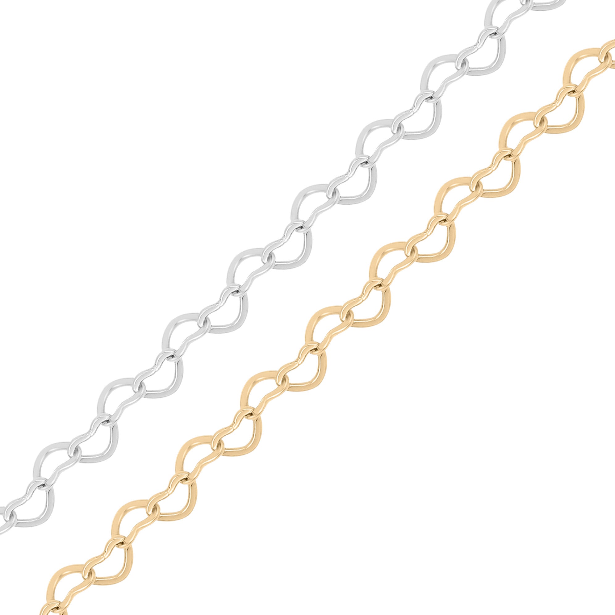 3.0 mm Linked Heart Chain .925 Sterling Silver Permanent Jewelry Chain - By the Foot