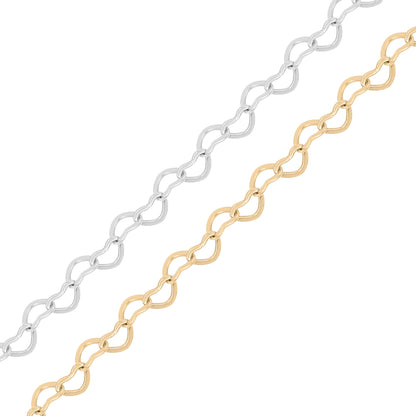 3.0 mm Linked Heart Chain .925 Sterling Silver Permanent Jewelry Chain - By the Foot
