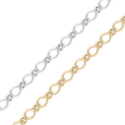 .925 Sterling Silver Rombo Figaro Permanent Jewelry Chain - by the Foot