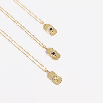 14K Gold Plated Sterling Silver Semi Precious Compass Star Necklace
