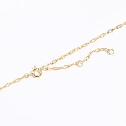 14K Gold Plated Sterling Silver Mother of Pearl Sunburst Mystical Paperclip Chain Necklace
