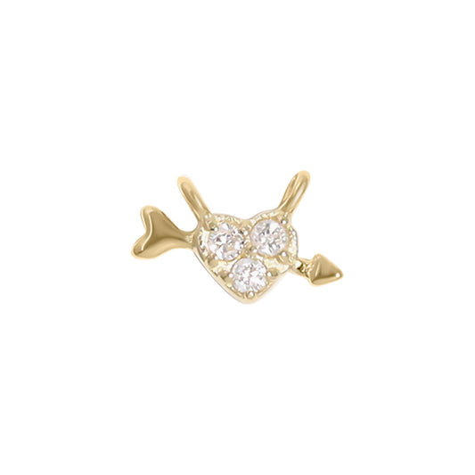 14K Solid Gold Diamond Heart & Arrow Charm for Permanent Jewelry