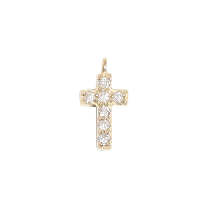 14K Solid Gold Diamond Cross Charm for Permanent Jewelry