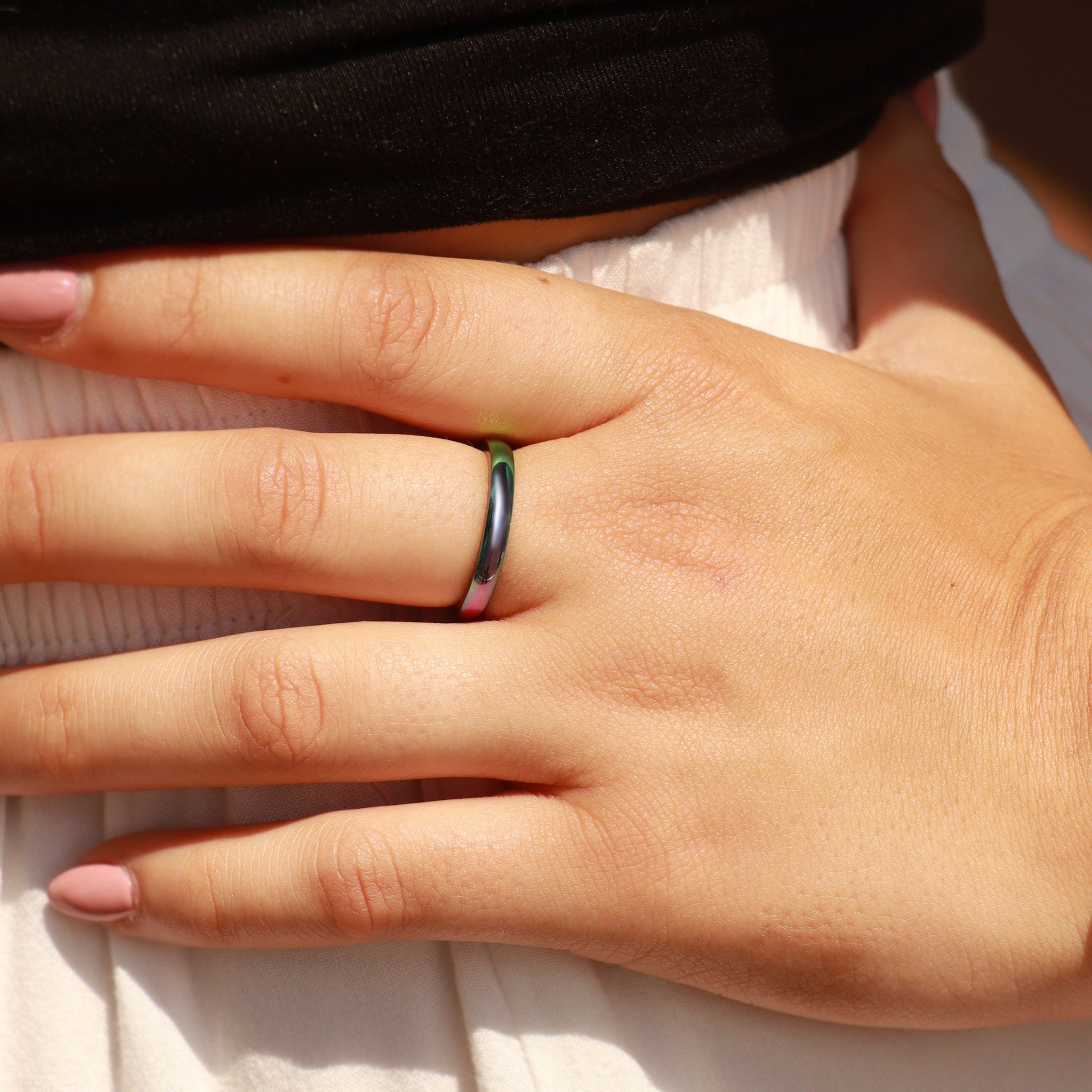 Rainbow Stainless Steel Blank Ring