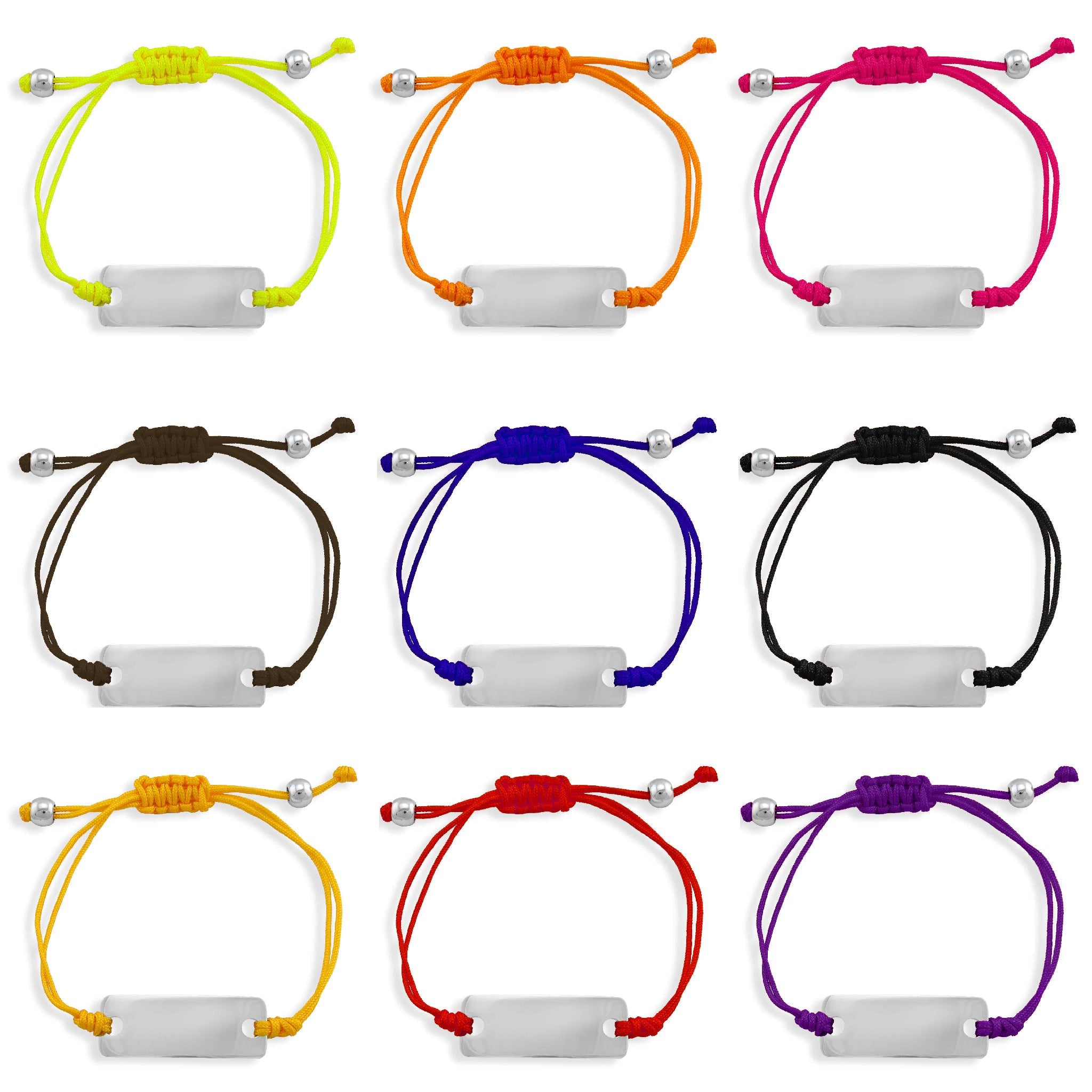 Engravable Rectangle ID Friendship Curved Bar Bracelet
