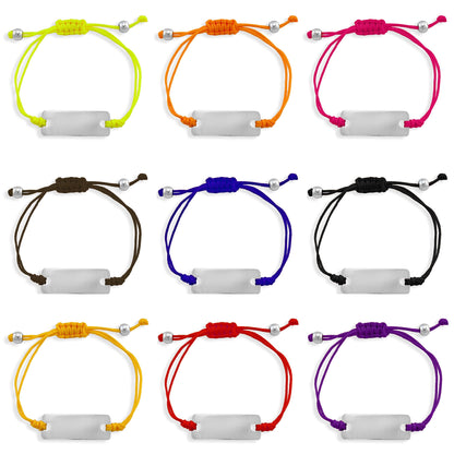 Engravable Rectangle ID Friendship Curved Bar Bracelet