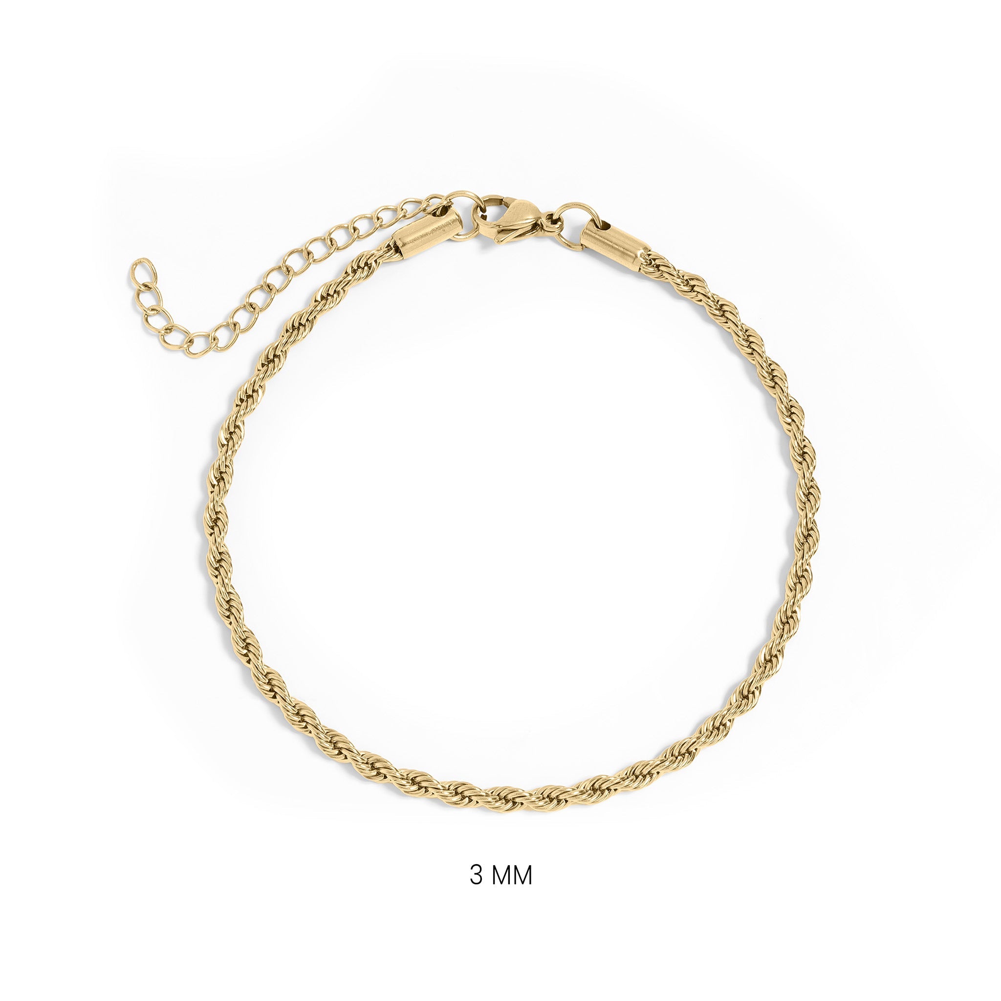 18K Gold PVD Stainless Steel Rope Chain Bracelet/Anklet