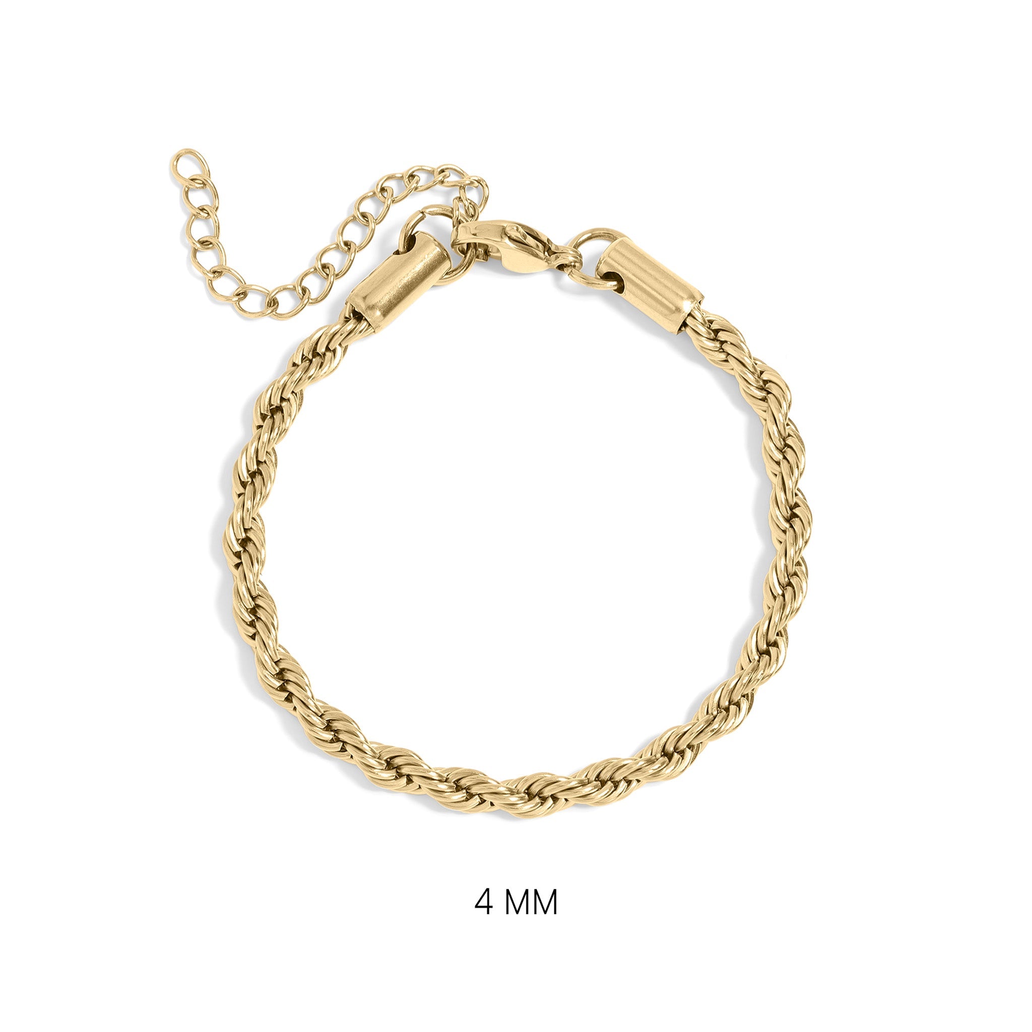 18K Gold PVD Stainless Steel Rope Chain Bracelet/Anklet