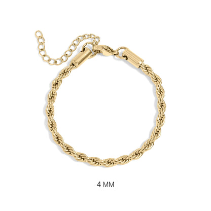 18K Gold PVD Stainless Steel Rope Chain Bracelet/Anklet