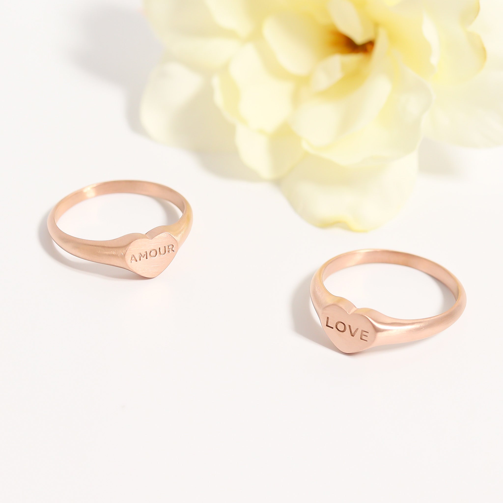 18K Gold PVD Stainless Steel Amour Heart Signet Ring