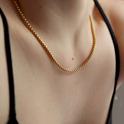 18K Gold PVD Stainless Steel Rounded Box Chain