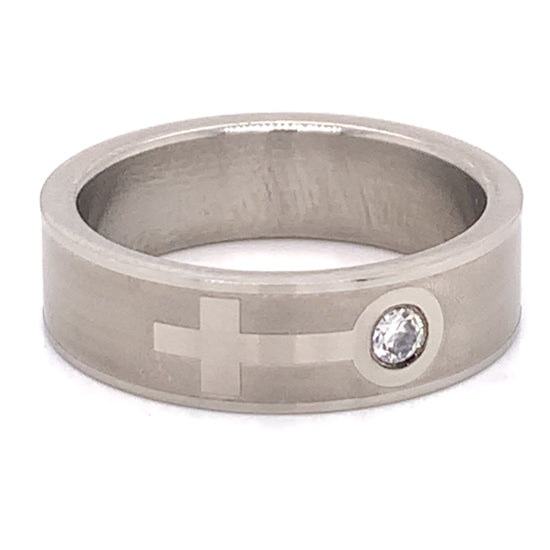 Female Venus Symbol CZ Stainless Steel Ring