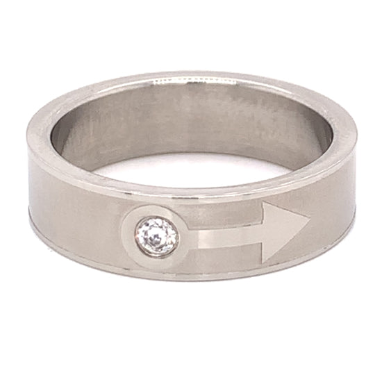 Male Mars Symbol CZ Stainless Steel Ring