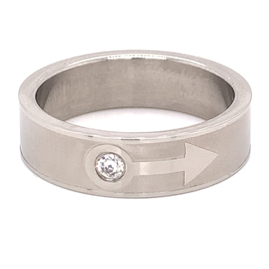 Male Mars Symbol CZ Stainless Steel Ring