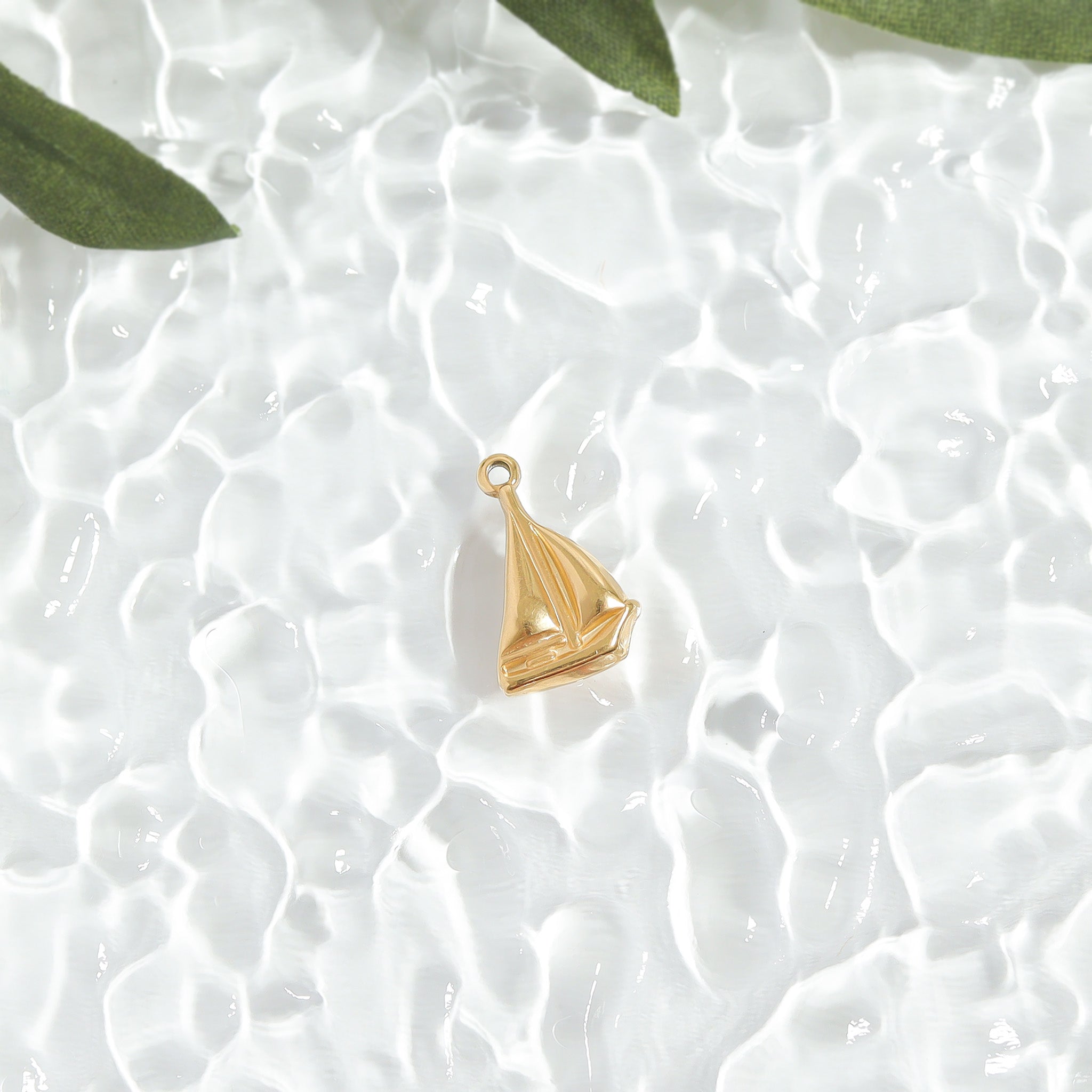 18k Gold PVD Stainless Steel Sailboat Charm