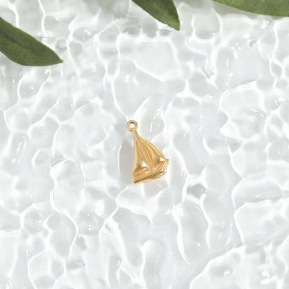 18k Gold PVD Stainless Steel Sailboat Charm