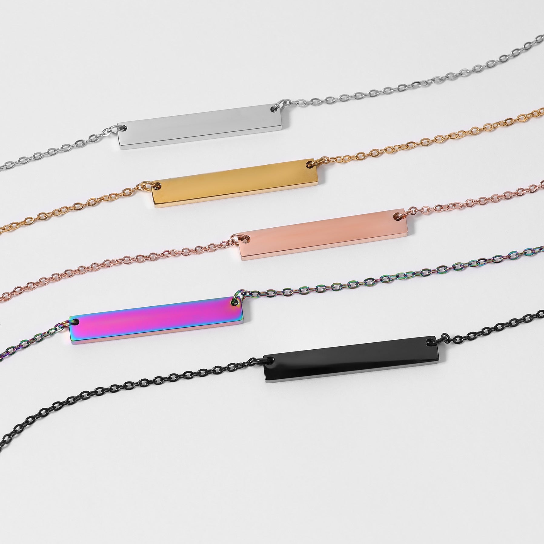 18K Gold PVD Stainless Steel Blank Bar Necklace