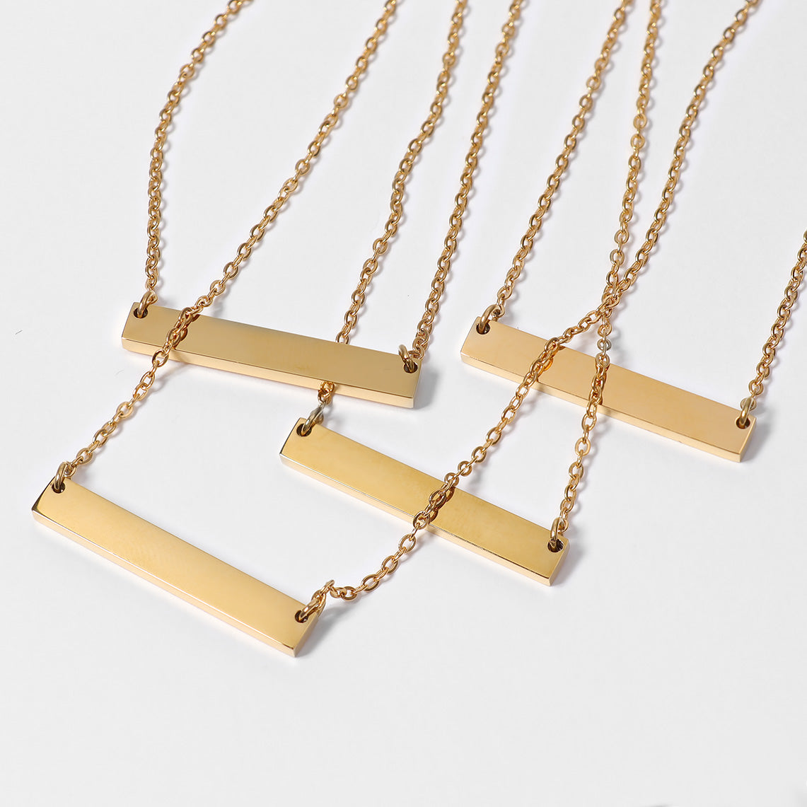 18K Gold PVD Stainless Steel Blank Bar Necklace