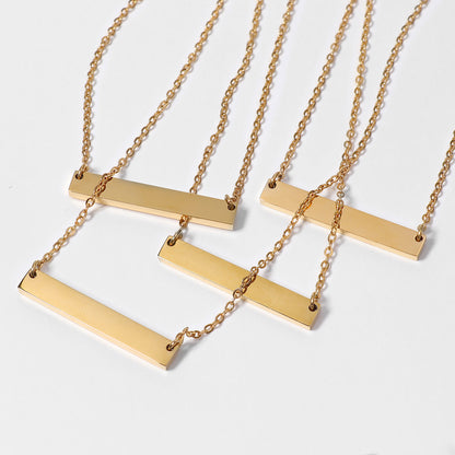 18K Gold PVD Stainless Steel Blank Bar Necklace