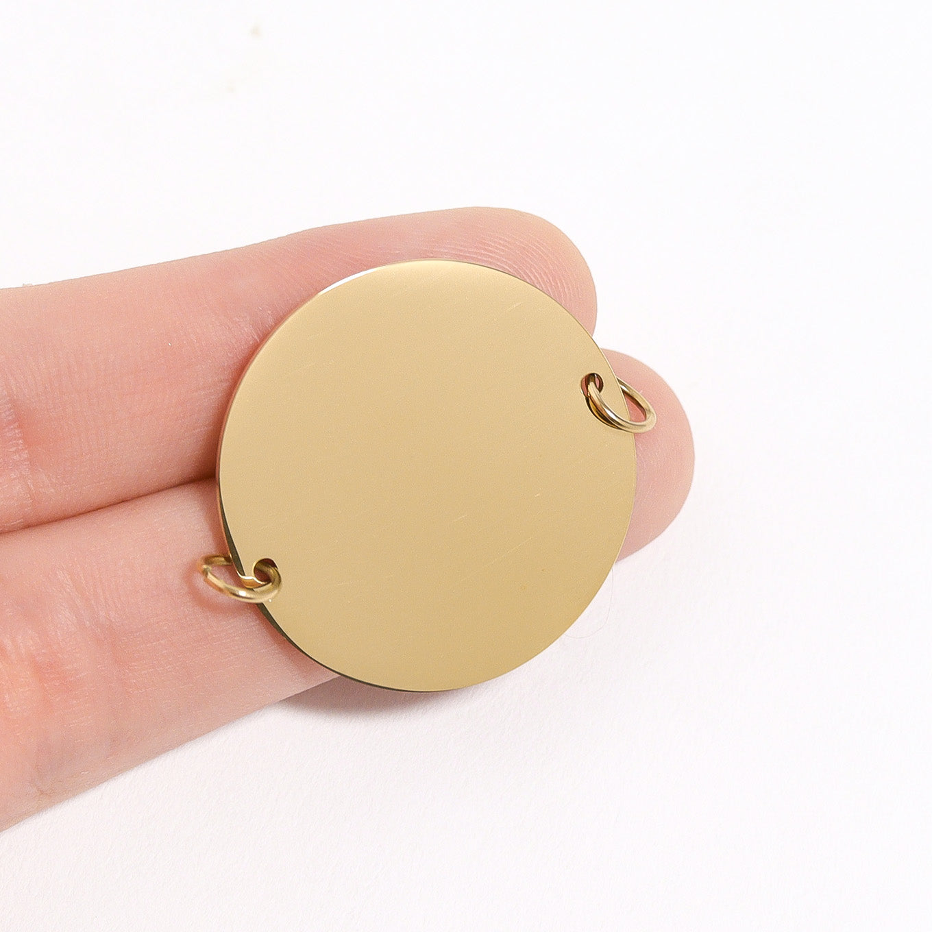 18K Gold PVD Polished Blank Stainless Steel Round Pendant