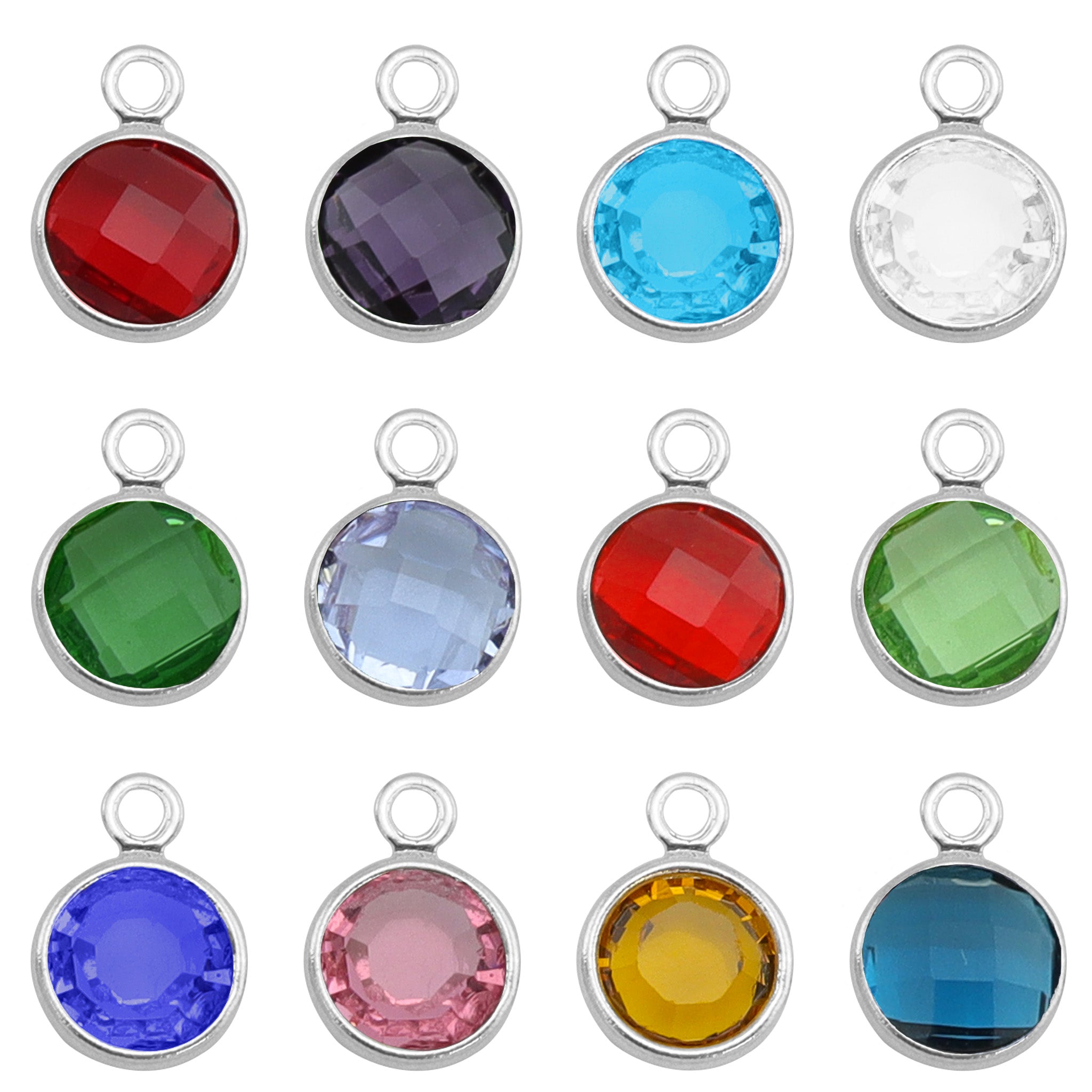 Birthstone Colored CZ Charms