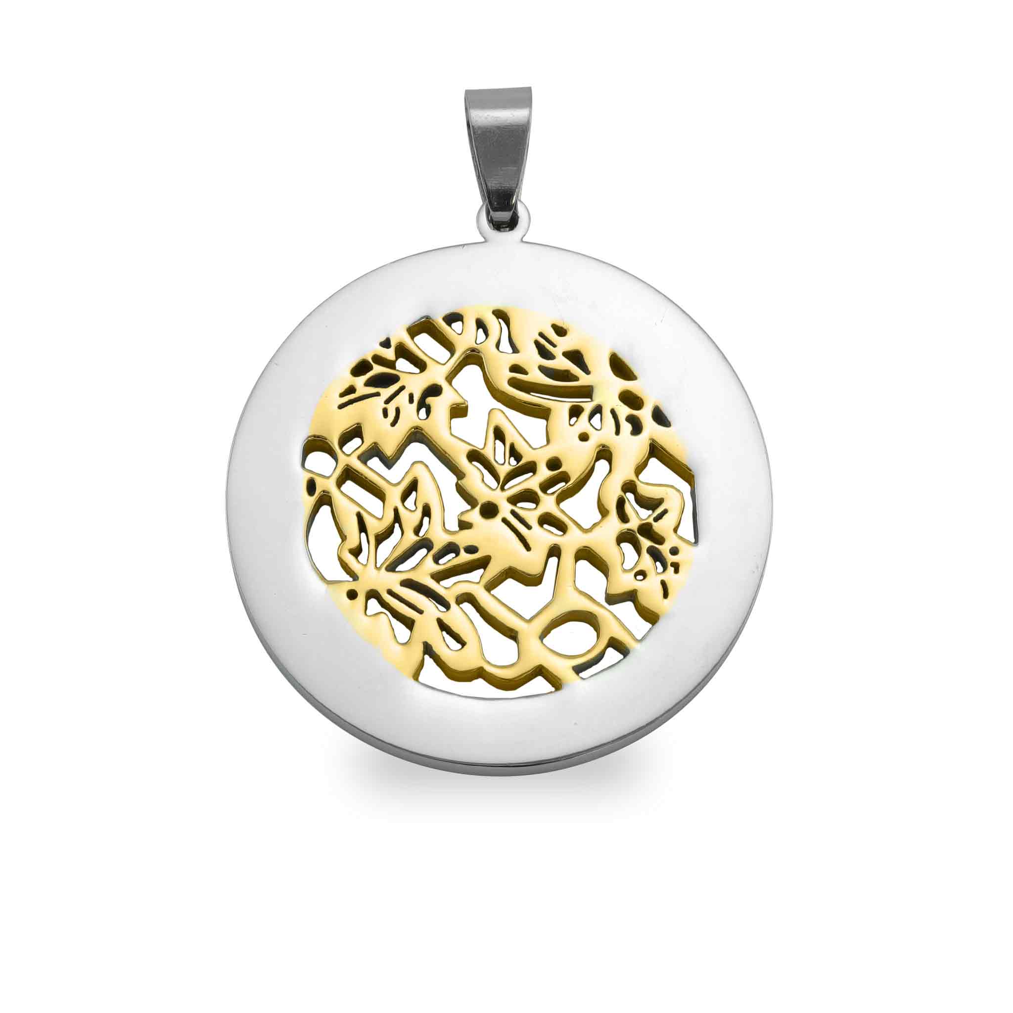 Gold Stainless Steel Cutout Pendant