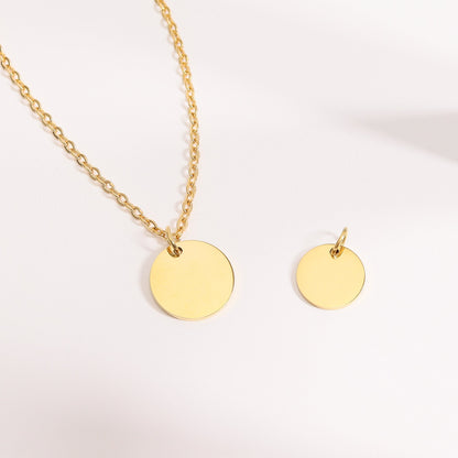 18K Gold PVD Stainless Steel Blank Circle Pendant