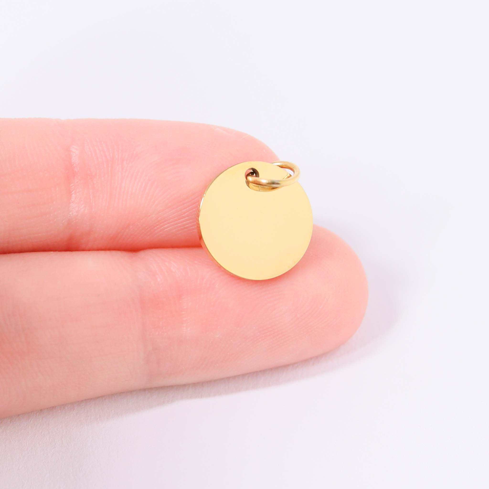 18K Gold PVD Stainless Steel Blank Circle Pendant