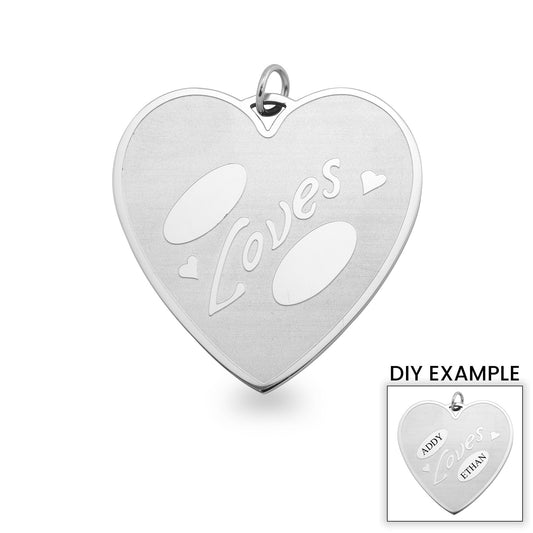 Stainless Steel "Loves" Heart Pendant