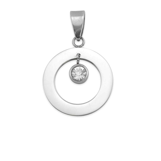 Stainless Steel CZ Circle Pendant