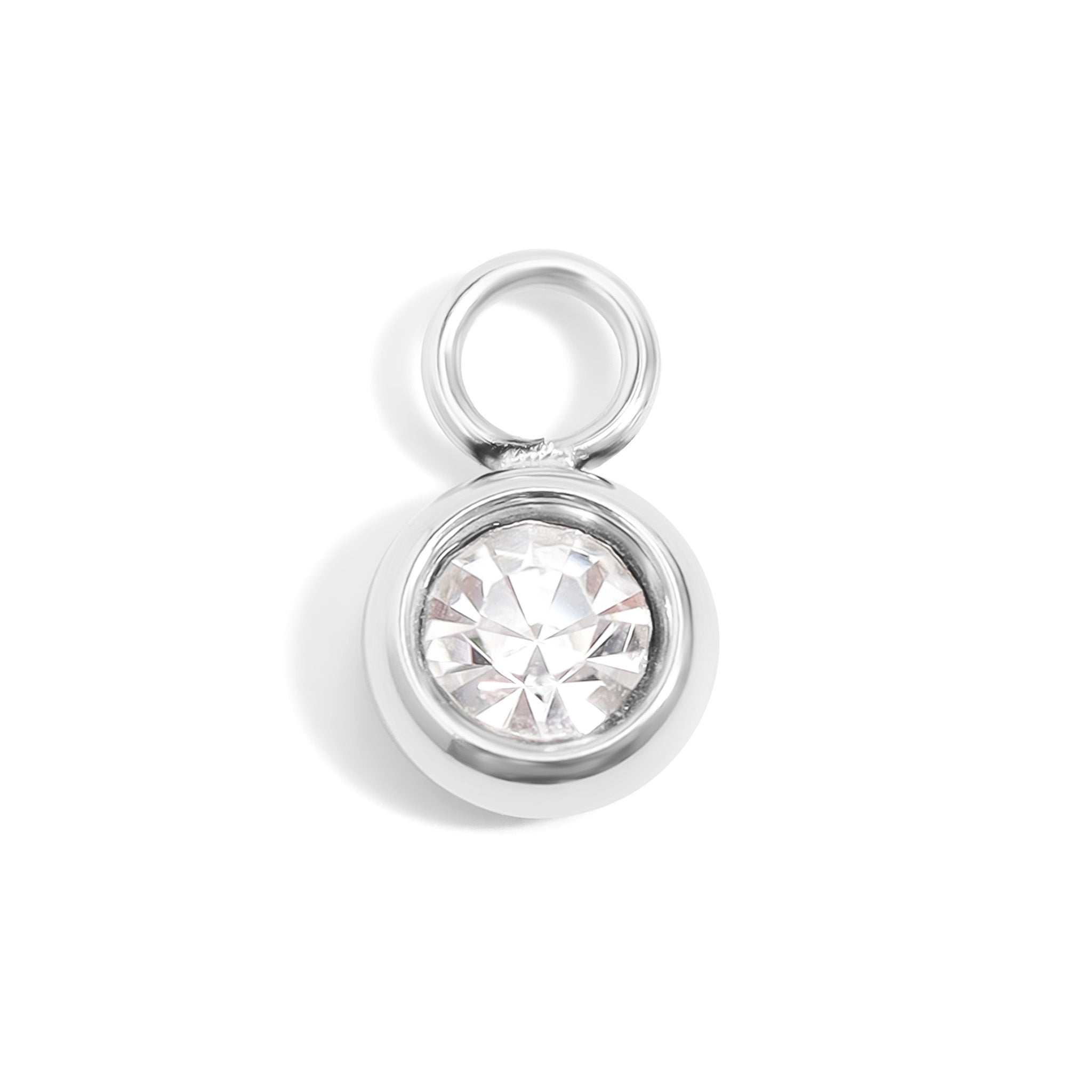 Stainless Steel Clear CZ Charm