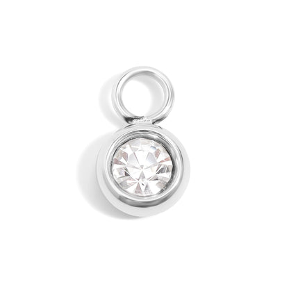 Stainless Steel Clear CZ Charm