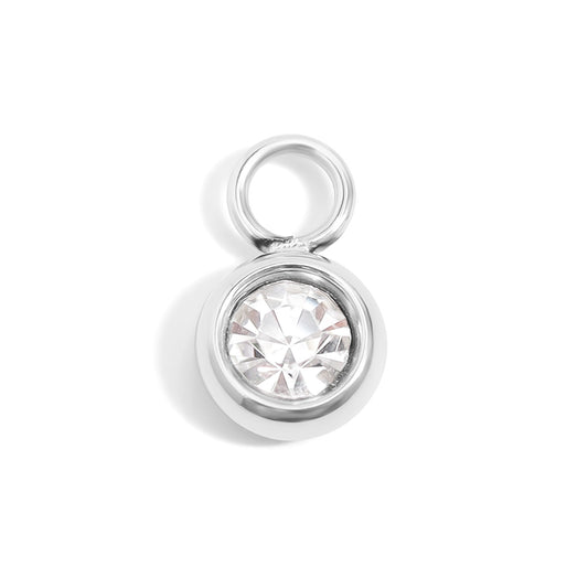 Stainless Steel Clear CZ Charm