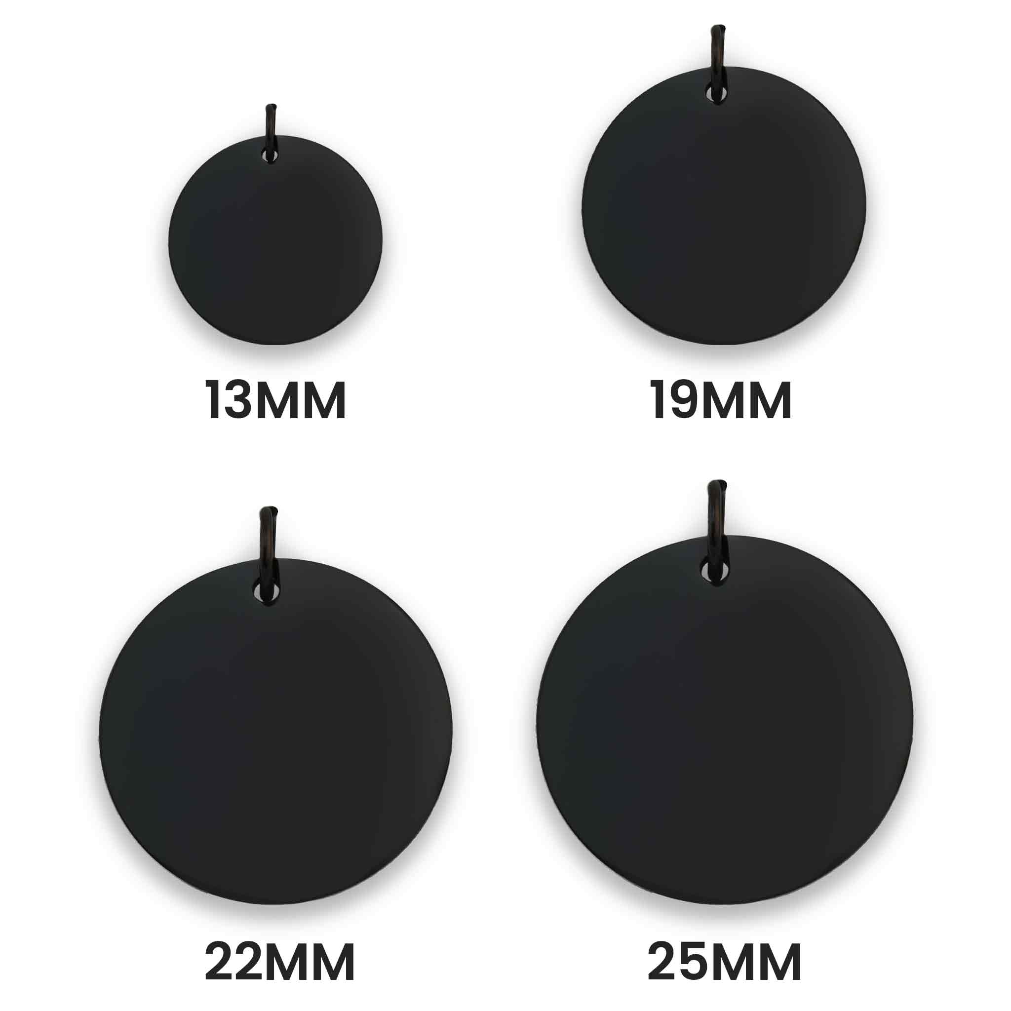 Stainless Steel Black Blank Round Pendant
