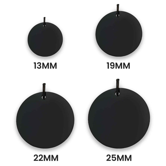 Stainless Steel Black Blank Round Pendant