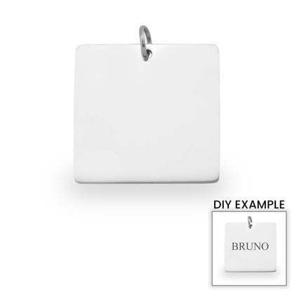Stainless Steel Blank Square Charm